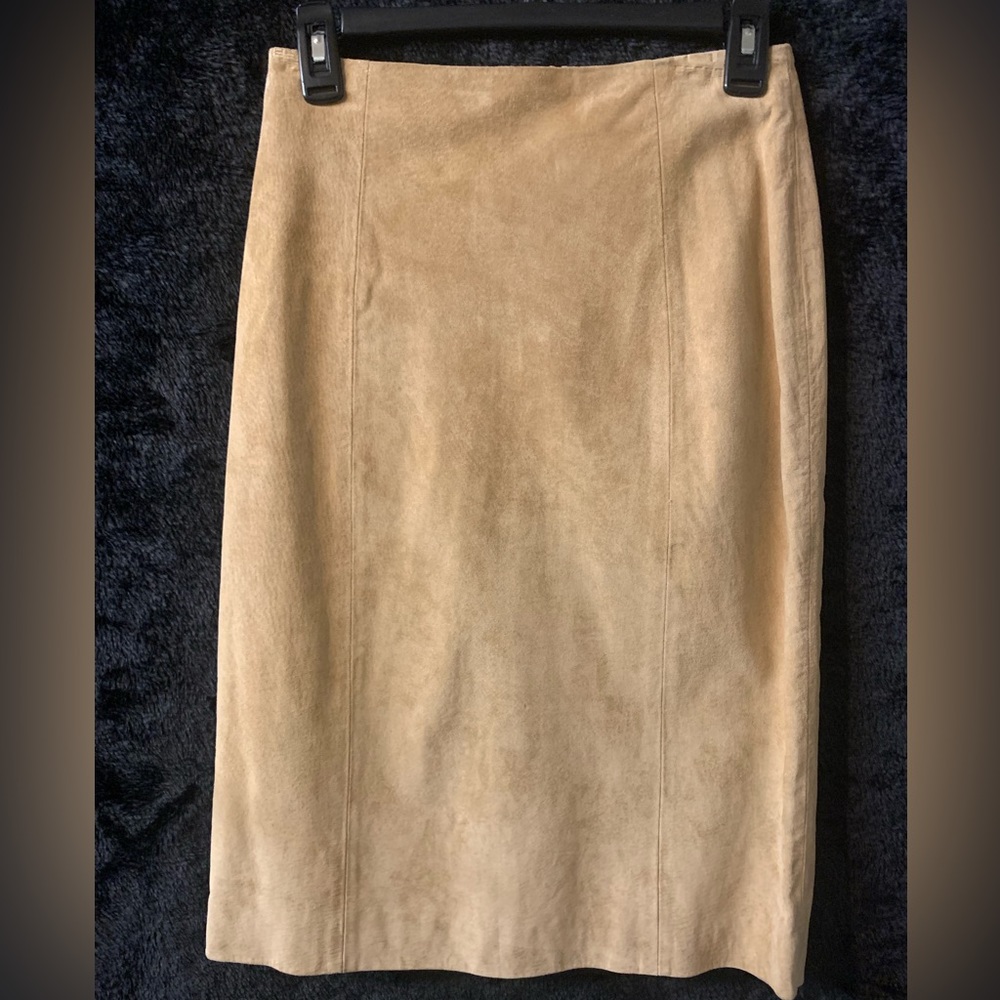 Tan suede midi skirt, size 8